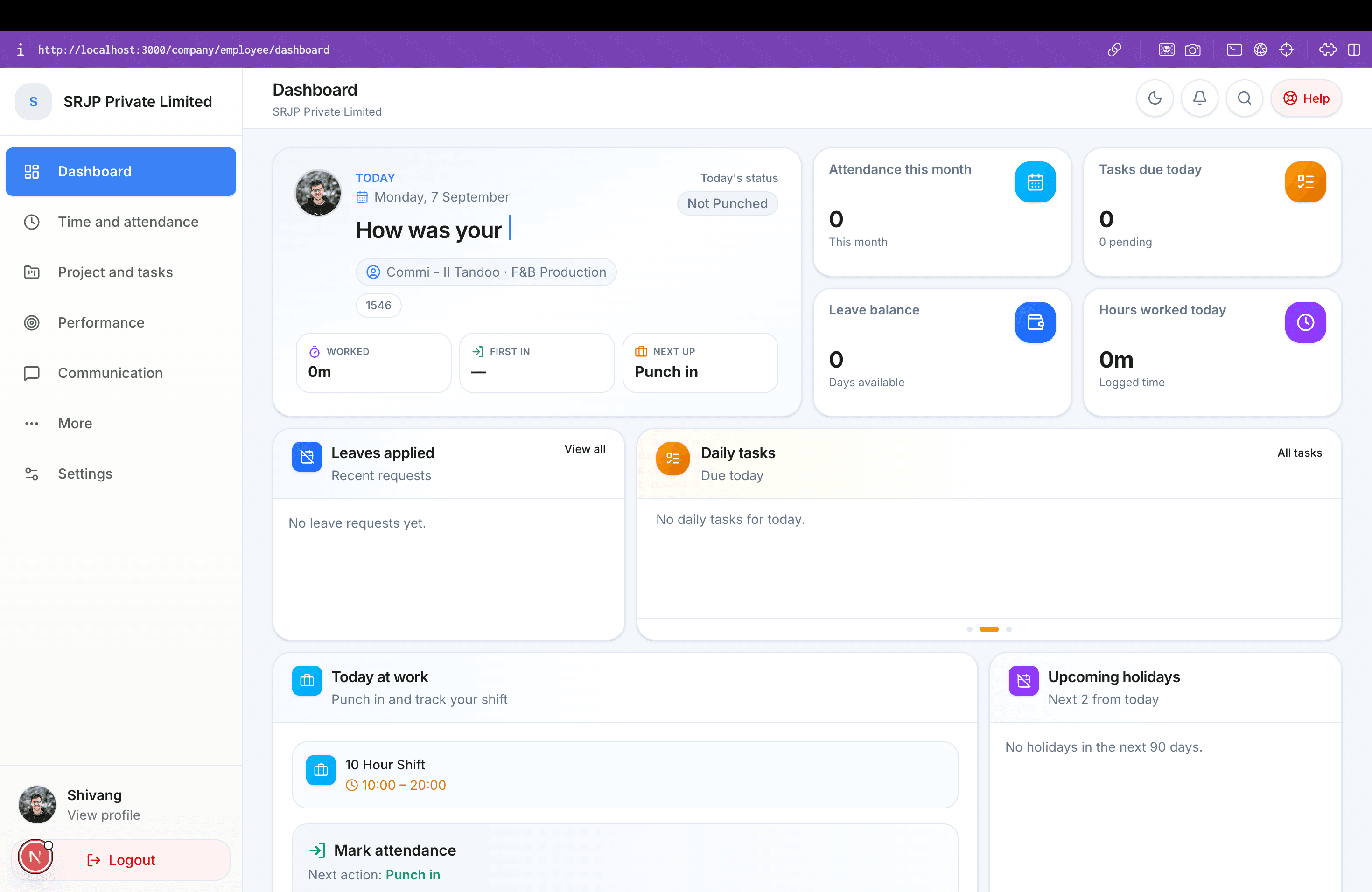 Anvimo dashboard